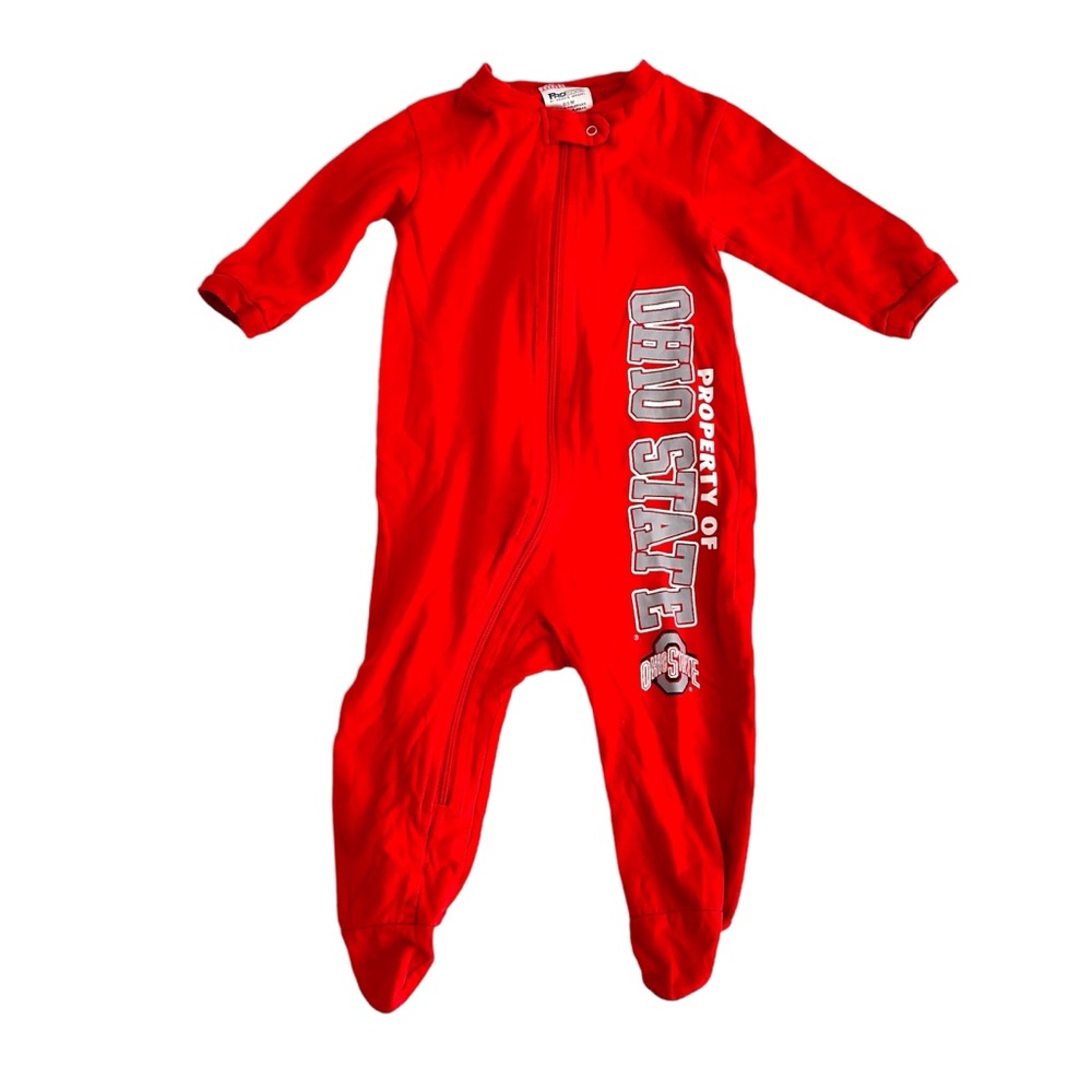 Property of Ohio State University Red One Piece Zip Sleeper Infant 0-3 Months